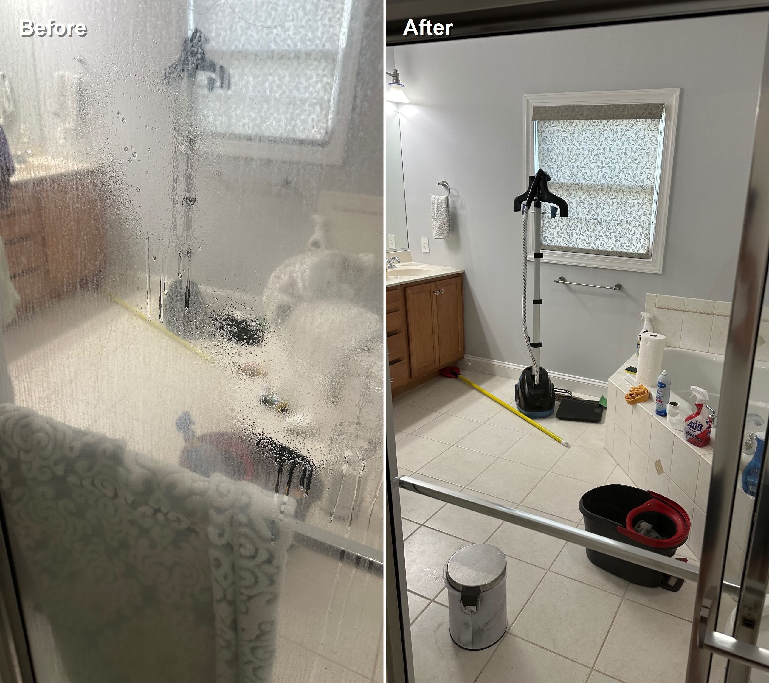 Bathroom before and after cleaning result